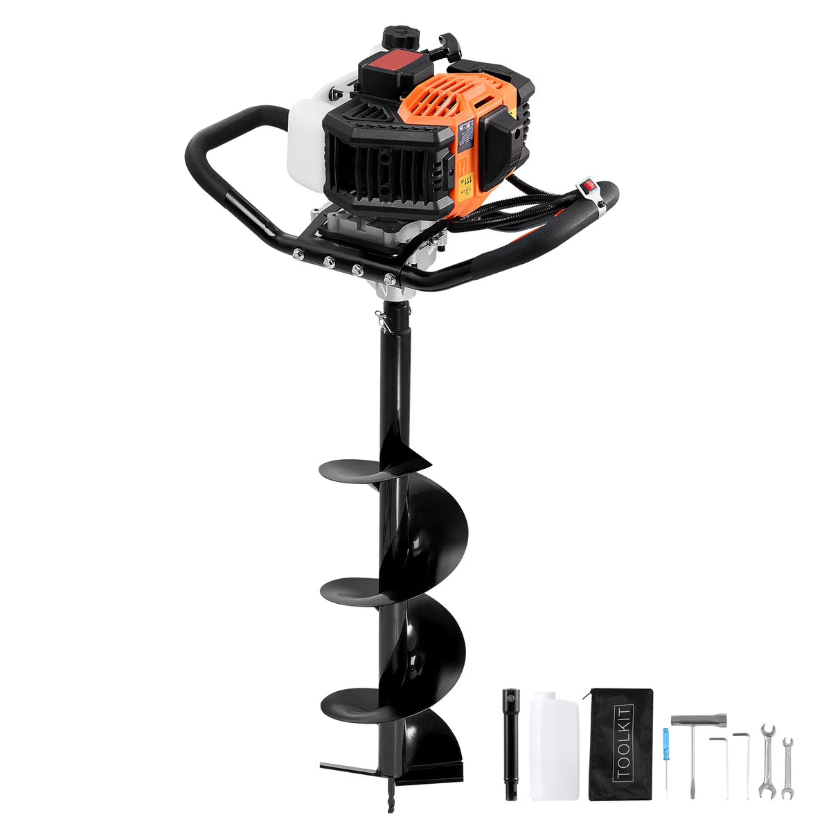 KFFKFF Gas Earth Auger, 52CC 1450W, Includes 8 Drill Bit & Extension Rod, Ideal for Garden, Farmland Fence