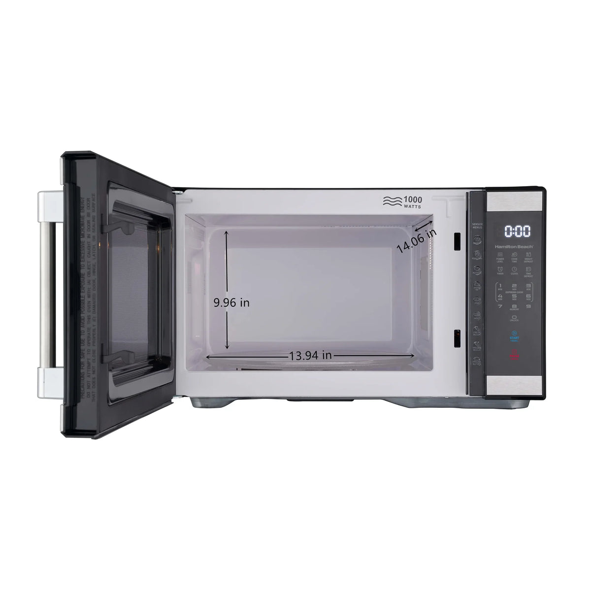 Hamilton Beach 1.1 cu ft Countertop Microwave Oven, Black and Stainless Steel