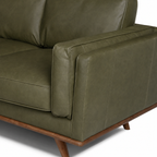 Olive Green Upholstered L Shaped Sectional Sofa with Wood Legs