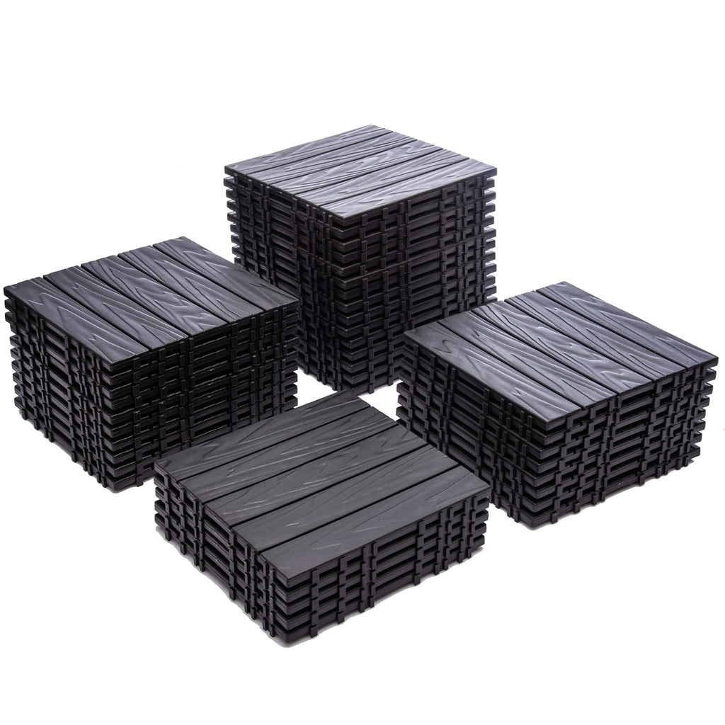 76 - Pack Plastic Interlocking Deck Tiles - 68.80 Sq.ft Outdoor Plastic Flooring Super Durable & Waterproof All