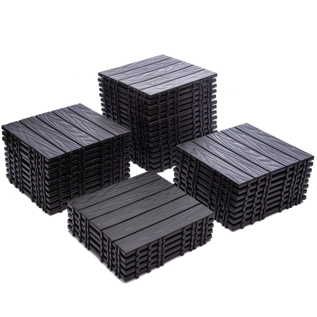 76 - Pack Plastic Interlocking Deck Tiles - 68.80 Sq.ft Outdoor Plastic Flooring Super Durable & Waterproof All