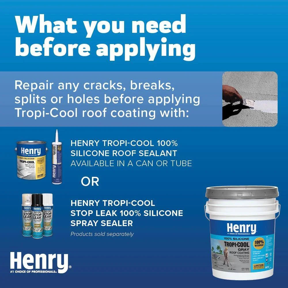 Henry 887G Tropi - Cool Gray HE887G018 100% Silicone Reflective Roof Coating 4.75 Gal