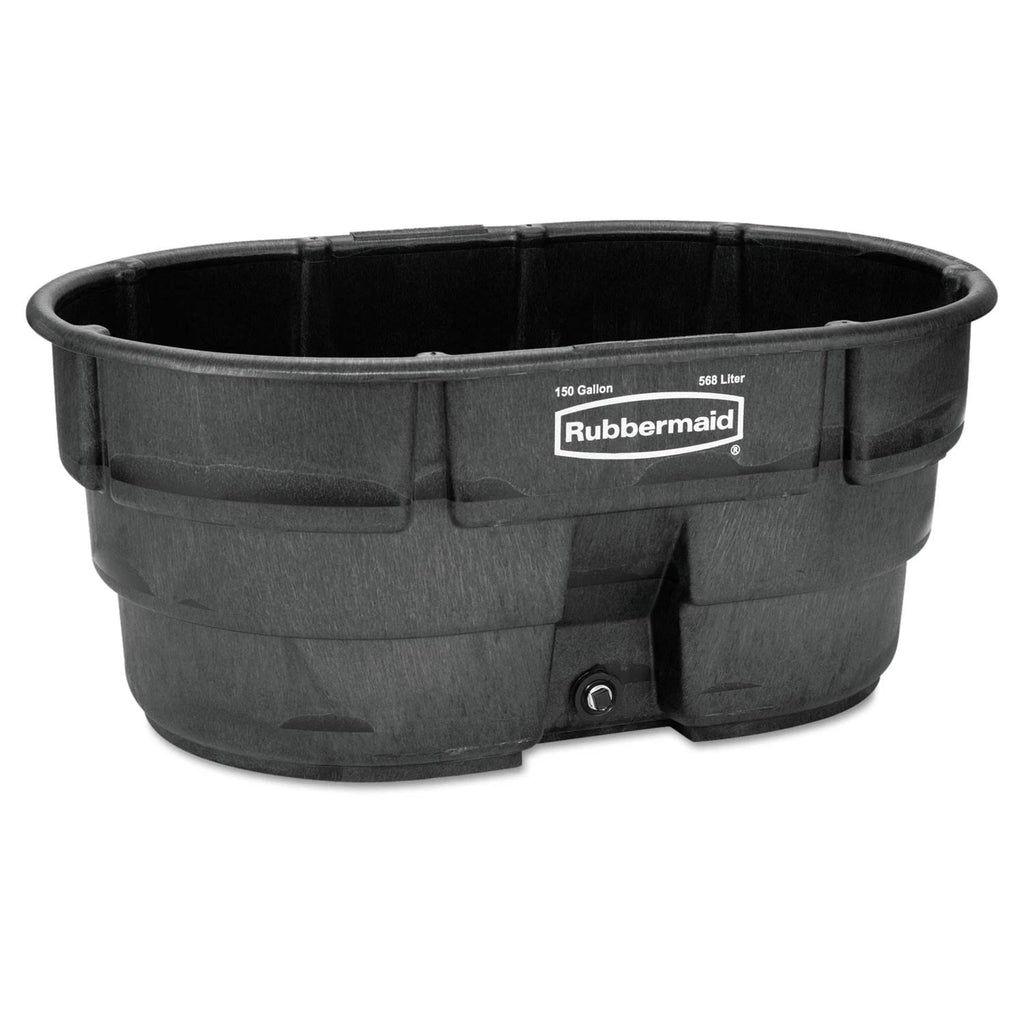 Rubbermaid FG424500BLA Stock Tank. 150 Gal Capacity. Plastic. Black - MadeInUSA