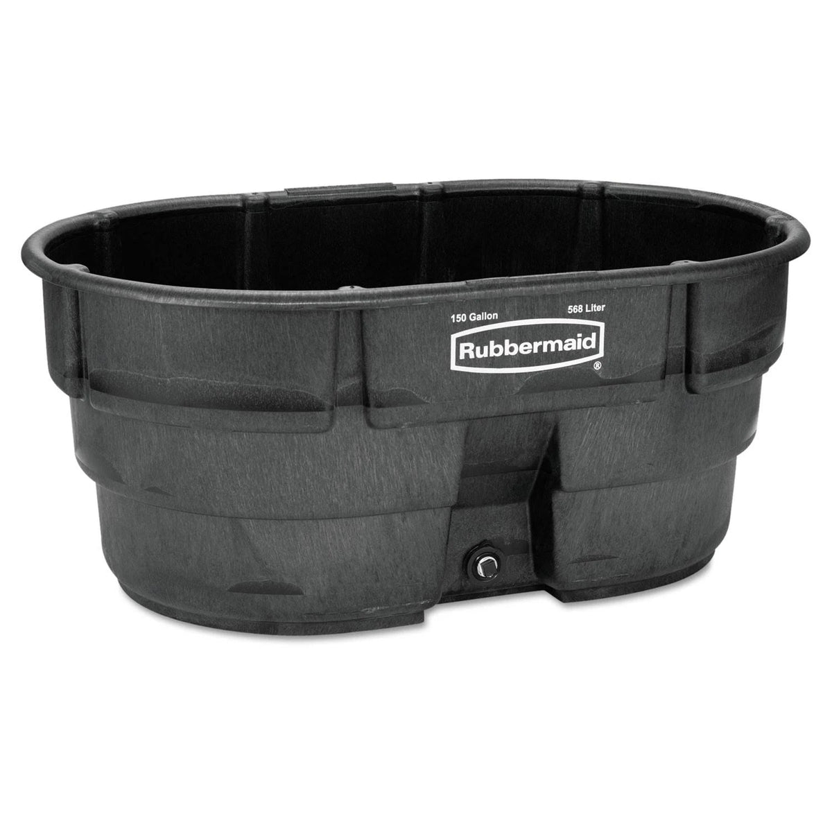 Rubbermaid FG424500BLA Stock Tank. 150 Gal Capacity. Plastic. Black - MadeInUSA