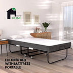 Econohome Folding Bed with Mattress - 75x31 Cot Size Bed Frame - Portable Foldable Roll Away Adult Bed for Guest - 5