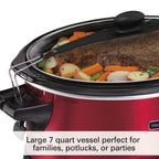 Hamilton Beach Stay or Go Programmable Slow Cooker with Party Dipper, 7 Quart Capacity, Removable Crock, Red, 33478