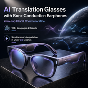 NEWVERTEX  Smart AI Translator Glasses - Real-Time Simultaneous Interpretation, Open-Ear Bone Conduction Audio