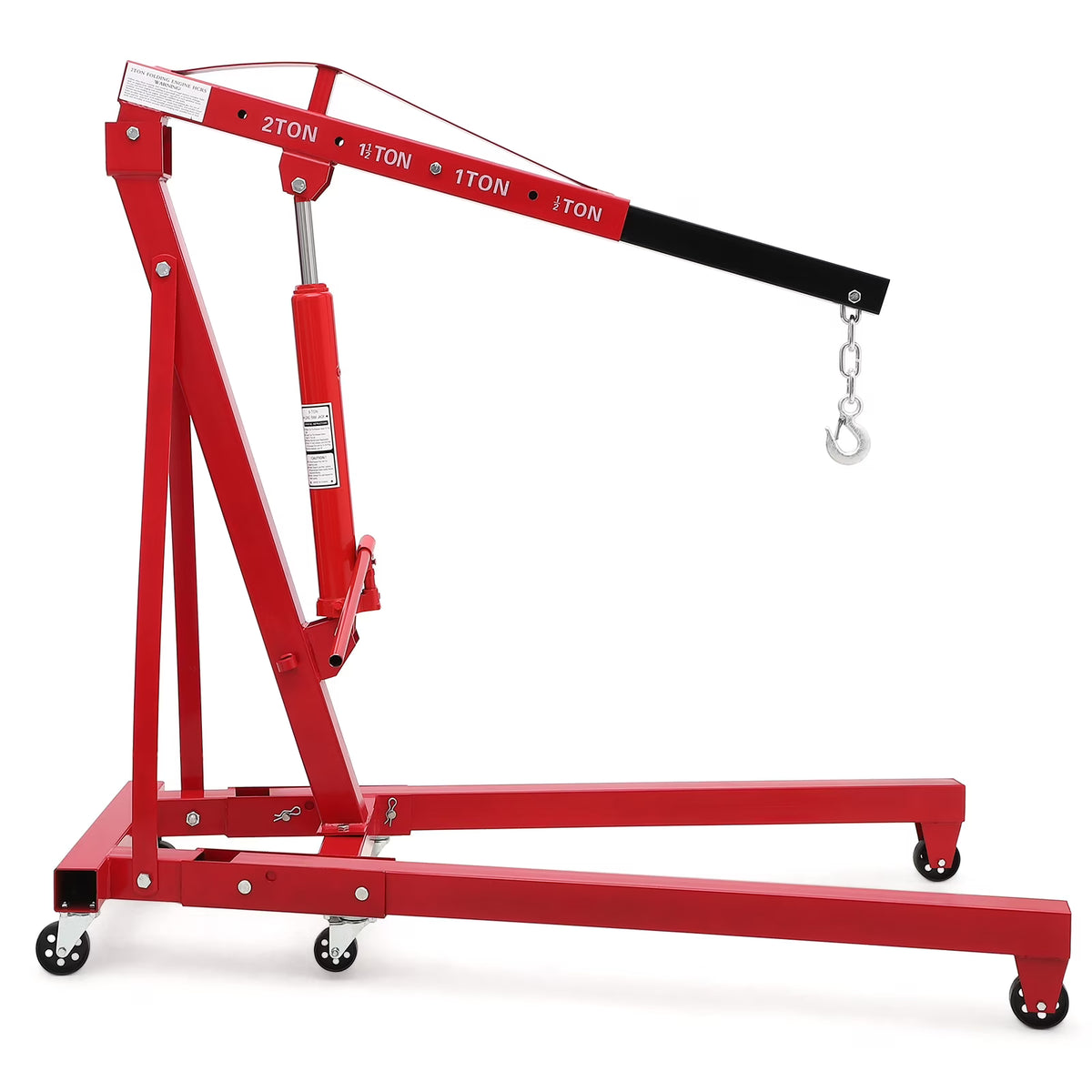GARVEE 2 Ton Folding Hydraulic Engine Hoist with Lever, Folding Engine Shop Crane Hoist Lift, Heavy Cherry Picker