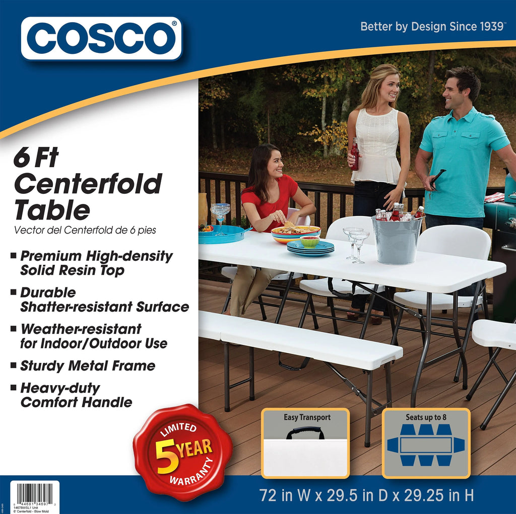 Cosco 6 Foot Folding Table in White Speckle