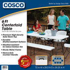 Cosco 6 Foot Folding Table in White Speckle