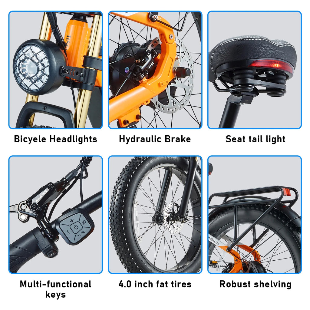 Electric Bike for Adults 26'', 1000W E - Mountain Bike 48V 30/20ah UL2849 Removable Battery, Fat Tire Ebike up to