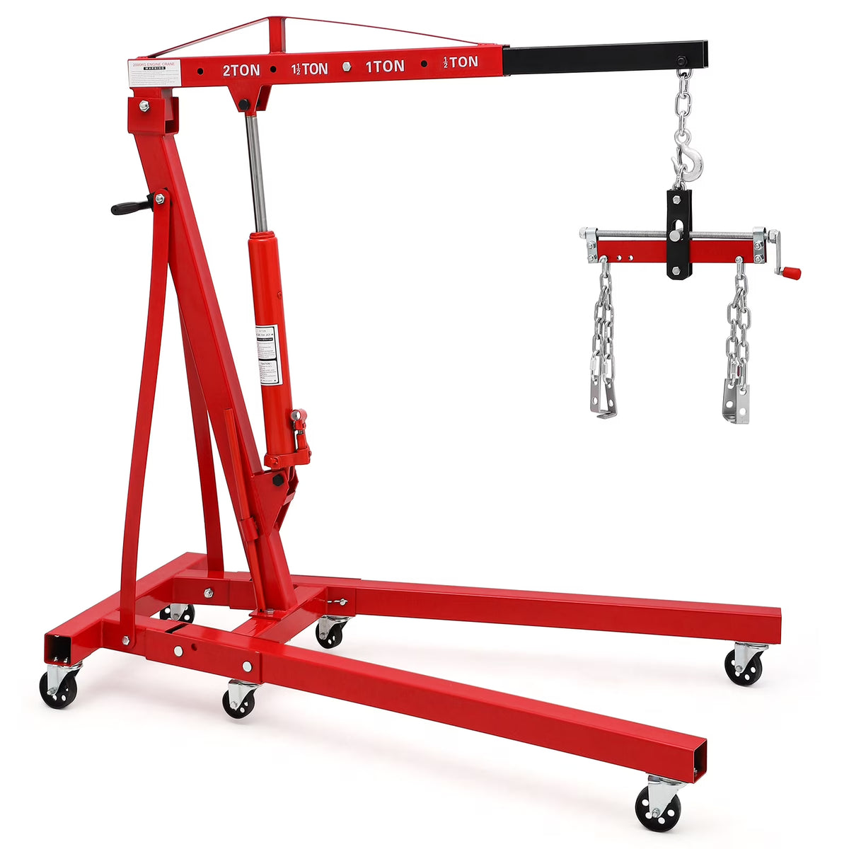 GARVEE 2 Ton Folding Hydraulic Engine Hoist with Lever, Folding Engine Shop Crane Hoist Lift, Heavy Cherry Picker
