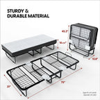 Econohome Folding Bed with Mattress - 75x31 Cot Size Bed Frame - Portable Foldable Roll Away Adult Bed for Guest - 5