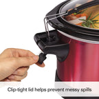 Hamilton Beach Stay or Go Programmable Slow Cooker with Party Dipper, 7 Quart Capacity, Removable Crock, Red, 33478