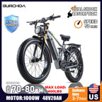 Electric Bike for Adults 26'', 1000W E - Mountain Bike 48V 30/20ah UL2849 Removable Battery, Fat Tire Ebike up to