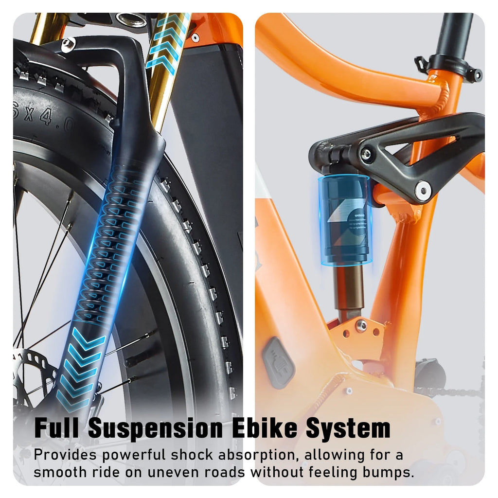 Electric Bike for Adults 26'', 1000W E - Mountain Bike 48V 30/20ah UL2849 Removable Battery, Fat Tire Ebike up to