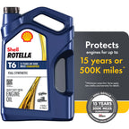 (3 Pack) Shell Rotella T6 Full Synthetic 15W - 40 Motor Oil, 1 Gallon (3 Pack)