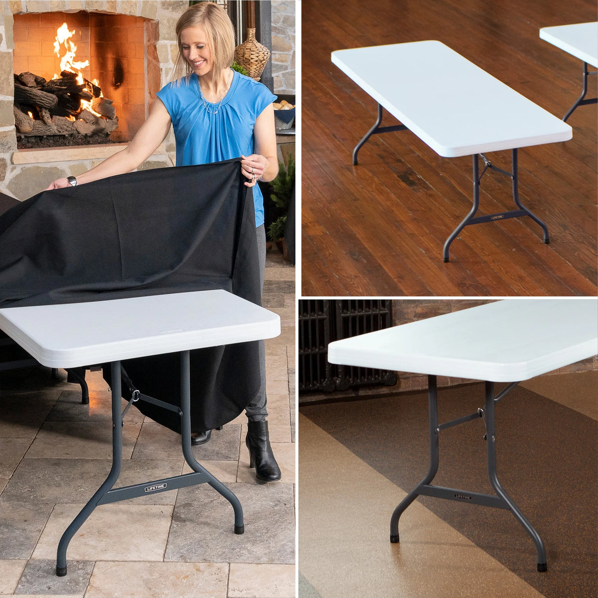 Lifetime Combo Set of (4) 8 - Foot Rectangle Folding Tables & (32) Chairs, Indoor/Outdoor Use, White (80147)