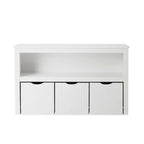 Your Zone Kids Toy Storage Cabinet with Three Rolling Bins, White Finish
