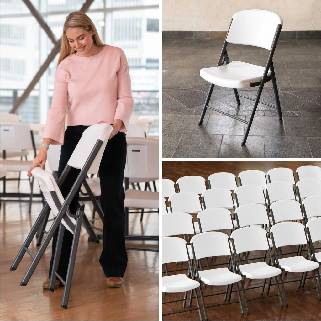 Lifetime Combo Set of (4) 8 - Foot Rectangle Folding Tables & (32) Chairs, Indoor/Outdoor Use, White (80147)