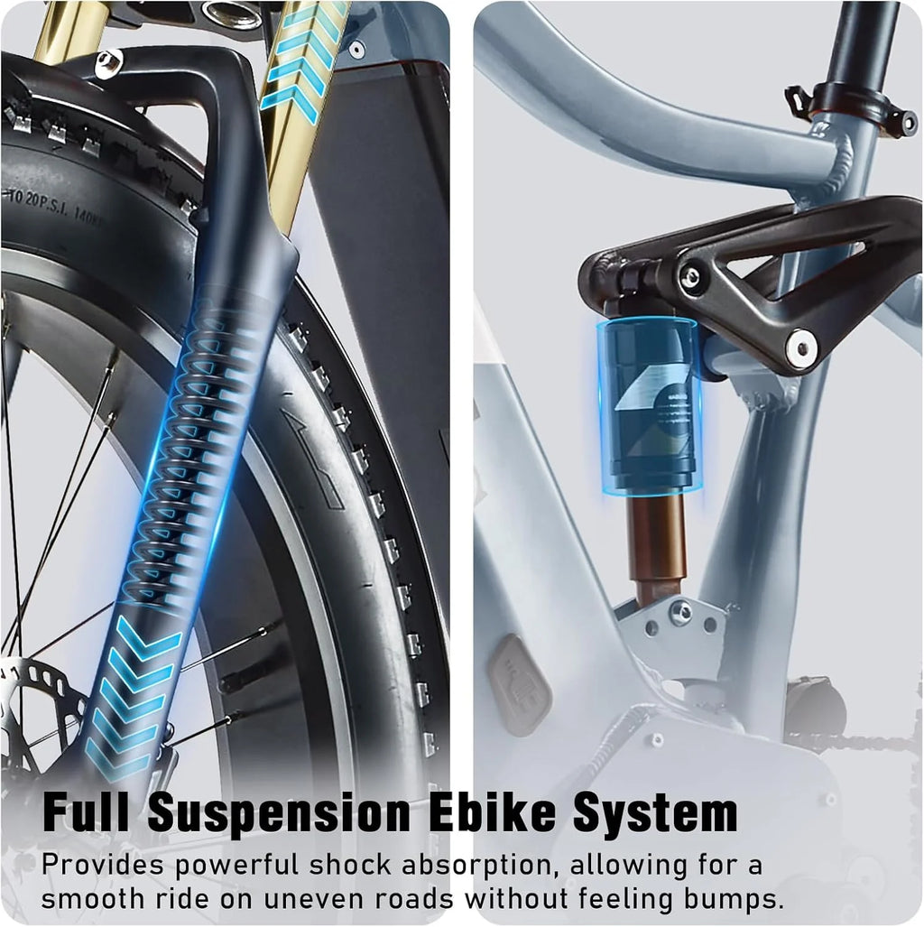 Electric Bike for Adults 26'', 1000W E - Mountain Bike 48V 30/20ah UL2849 Removable Battery, Fat Tire Ebike up to