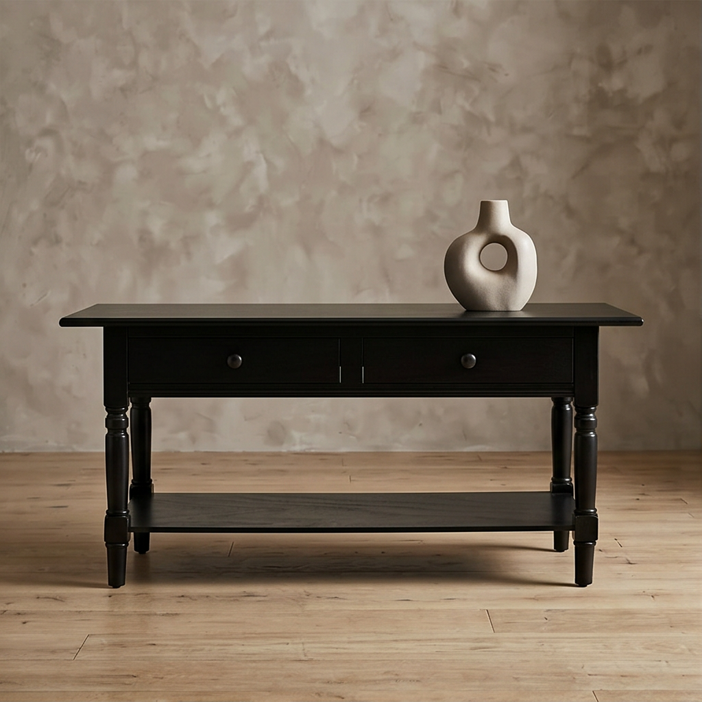 Roomviax Bobby 2 Drawer Coffee Table Distressed Black