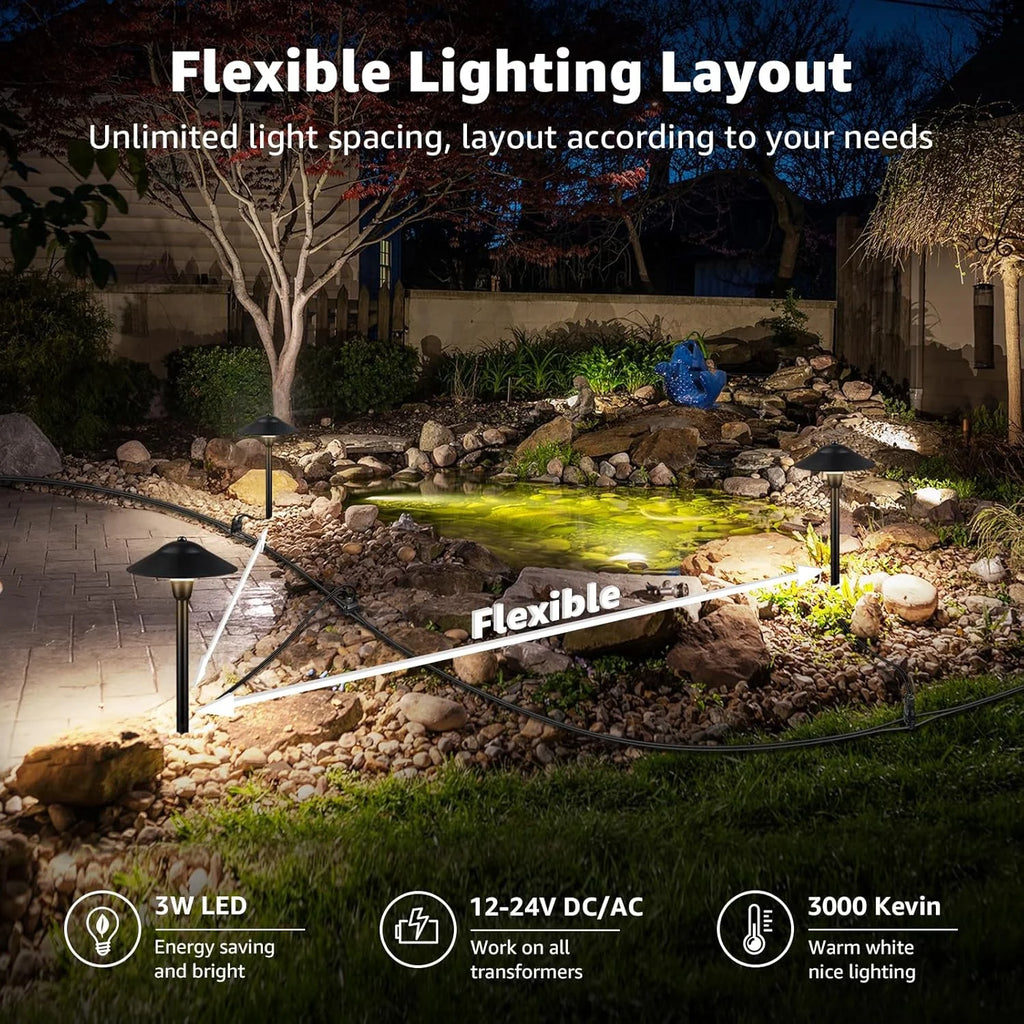 SUNVIE All - in - One Low Voltage Pathway Lighting Kit, 8 Pack LED Light with Transformer and Wire