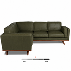 Olive Green Upholstered L Shaped Sectional Sofa with Wood Legs