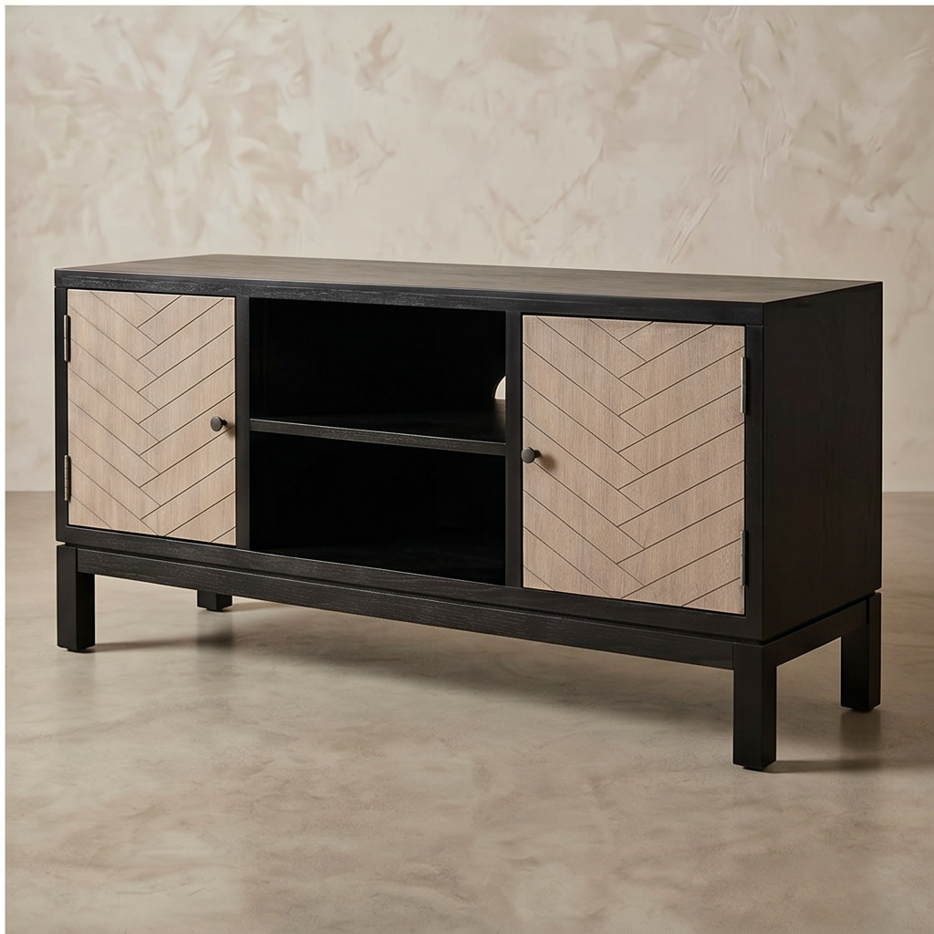 Roomviax Ajani 2 Door 1 Shelf Media Stand Black/Greige