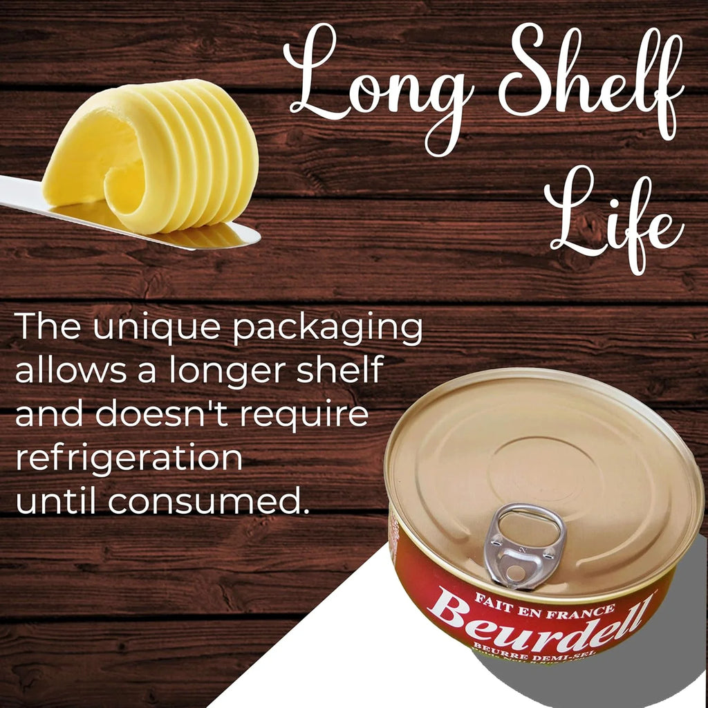 Beurdell Canned French Butter - 100% Natural Salted Pasteurized Real Butter Long Shelf Life Emergency Survival Food