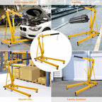 GARVEE 2 Ton Folding Hydraulic Engine Hoist with Lever, Folding Engine Shop Crane Hoist Lift, Heavy Cherry Picker