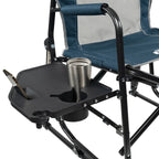 GCI Outdoor Freestyle Rocker with Side Table Foldable Rocking Camp Chair, Heathered Pewter