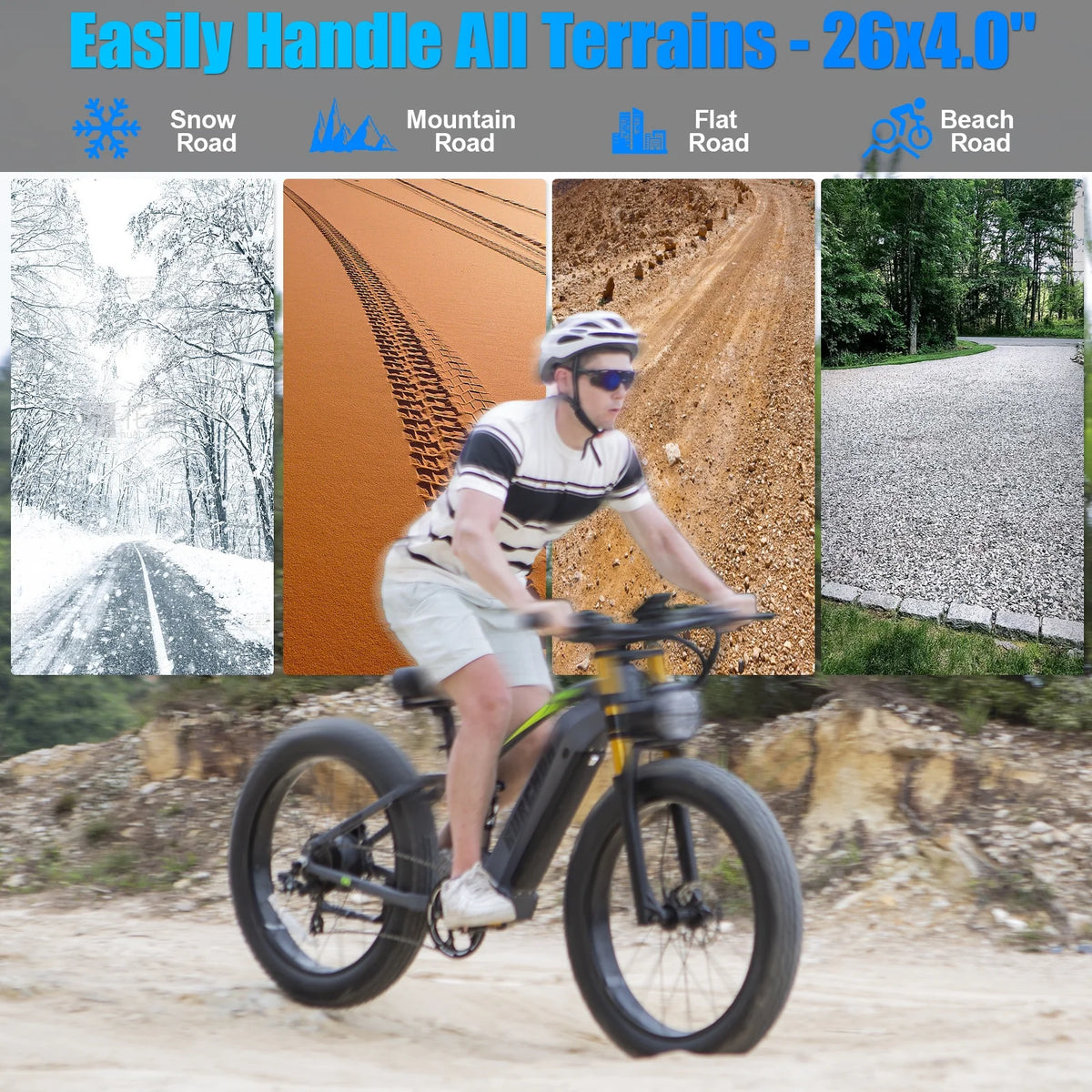 Electric Bike for Adults 26'', 1000W E - Mountain Bike 48V 30/20ah UL2849 Removable Battery, Fat Tire Ebike up to