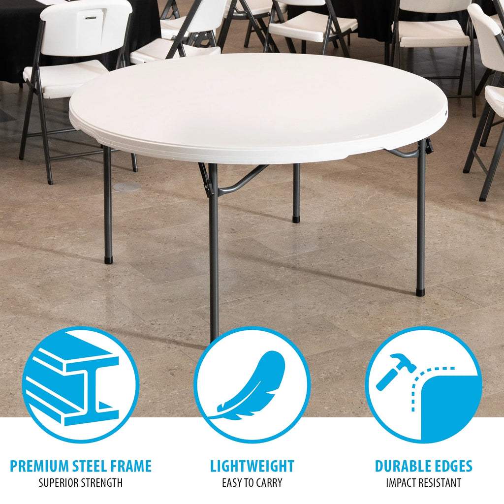 Lifetime 60 in Round Folding Table, Indoor/Outdoor Commercial Grade, Almond (280435)