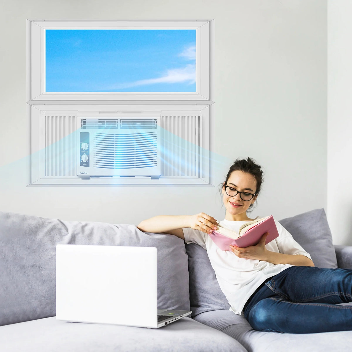 5000 BTU Window Air Conditioner Easy Cool - Capable of Cooling up to 150 Sq Ft. 2 Fan Speeds, 4 - Way Air Direction