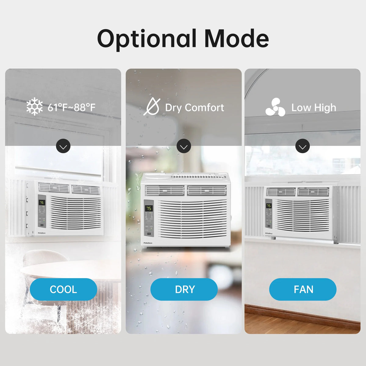 Window Air Conditioner 6000 BTU Cool to 250 Sq Ft Intelligent, LED, Remote Control, Easy to Clean Filter Screen, Can