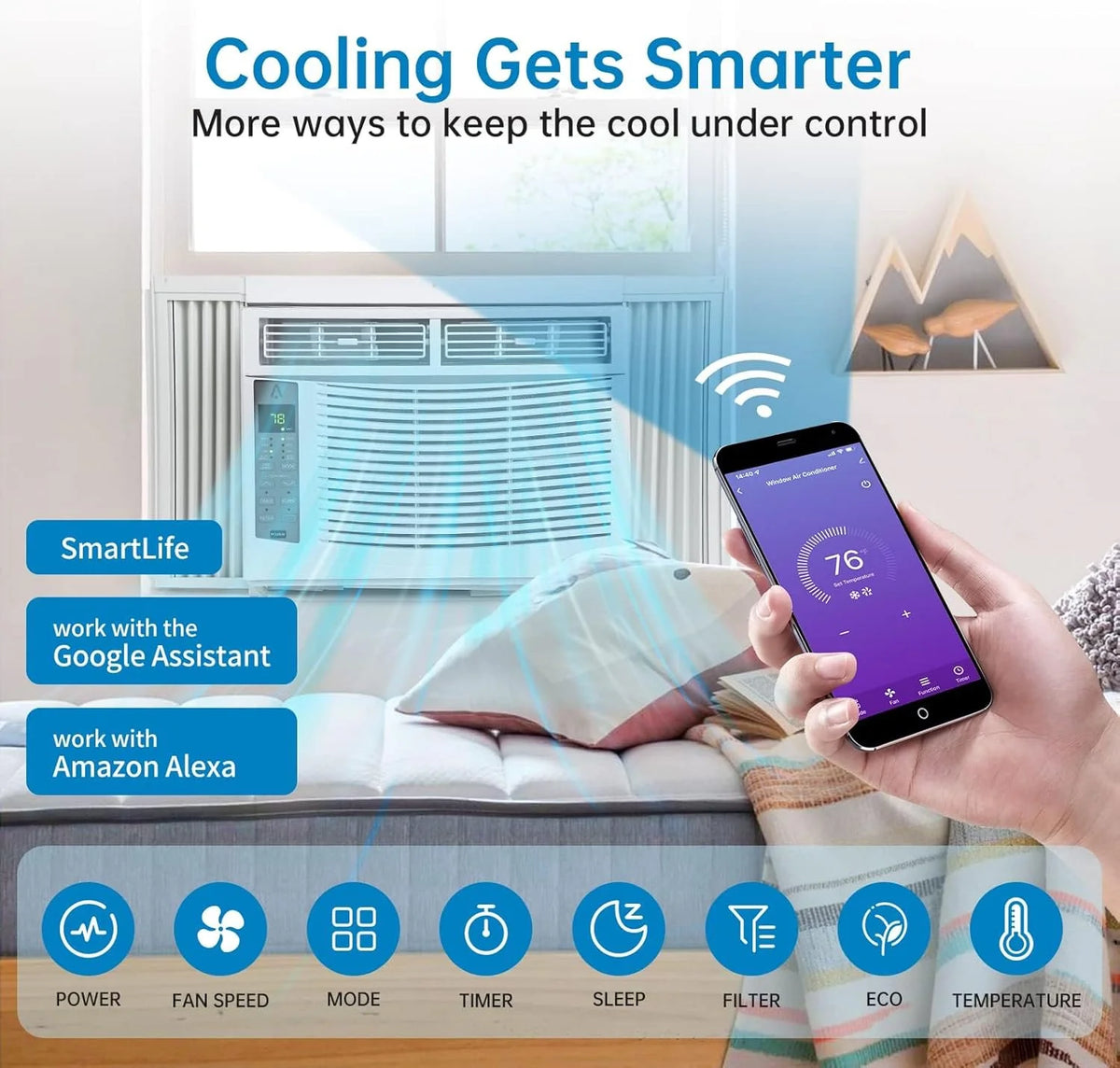 GAOMON Smart 6000 BTU Window Air Conditioner - WiFi - Enabled AC with Remote & App Control, Timer, Sleep Mode, Easy