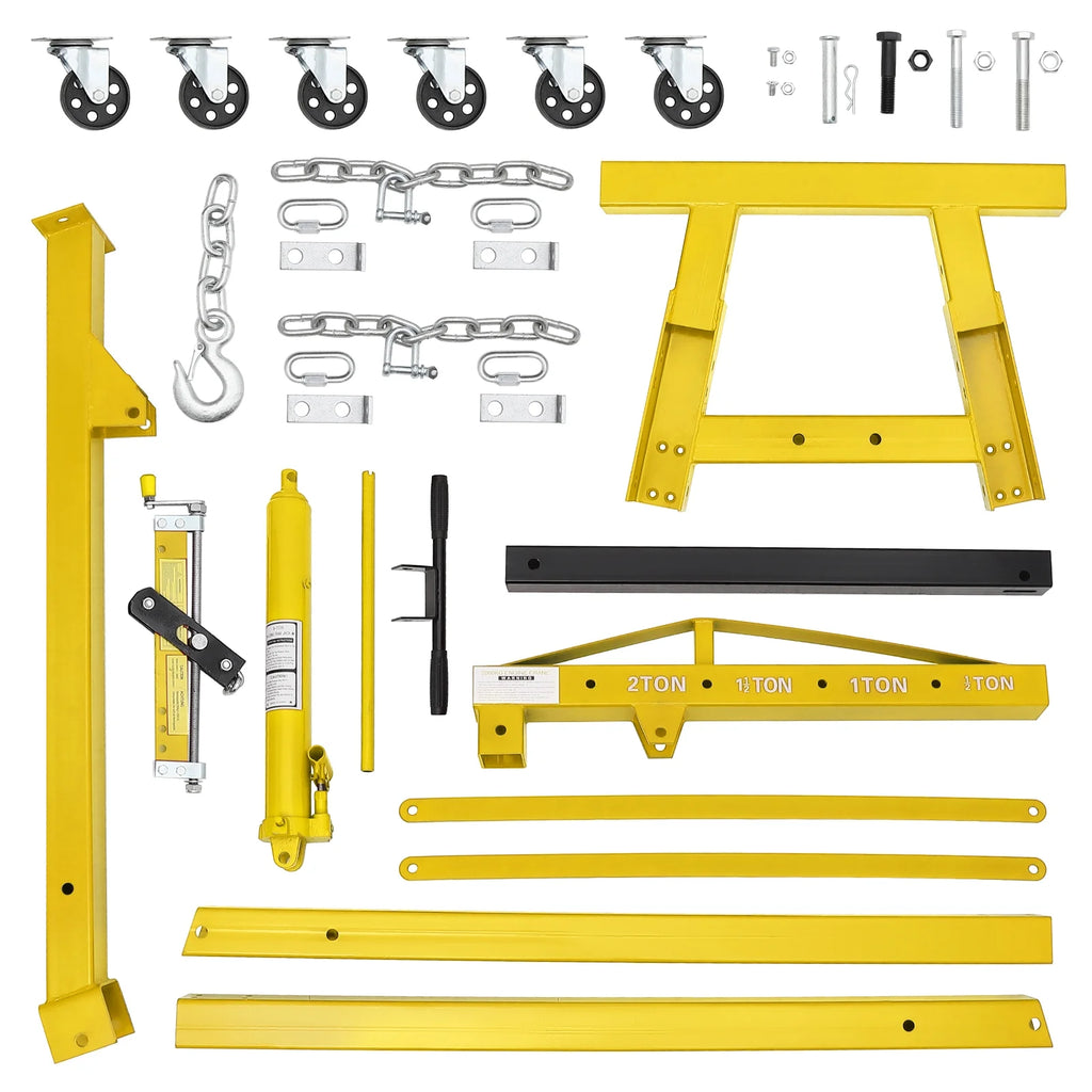 GARVEE 2 Ton Folding Hydraulic Engine Hoist with Lever, Folding Engine Shop Crane Hoist Lift, Heavy Cherry Picker