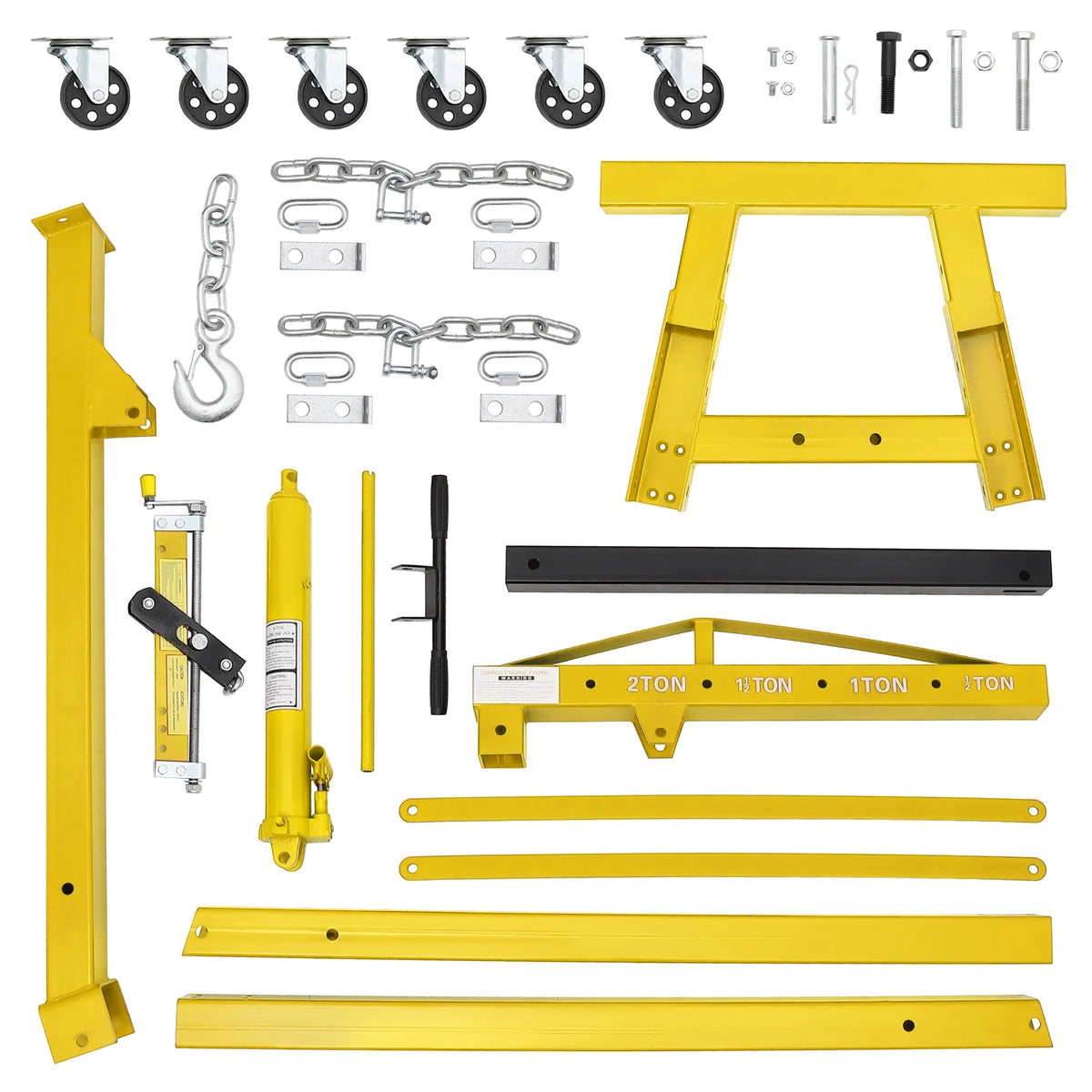 GARVEE 2 Ton Folding Hydraulic Engine Hoist with Lever, Folding Engine Shop Crane Hoist Lift, Heavy Cherry Picker