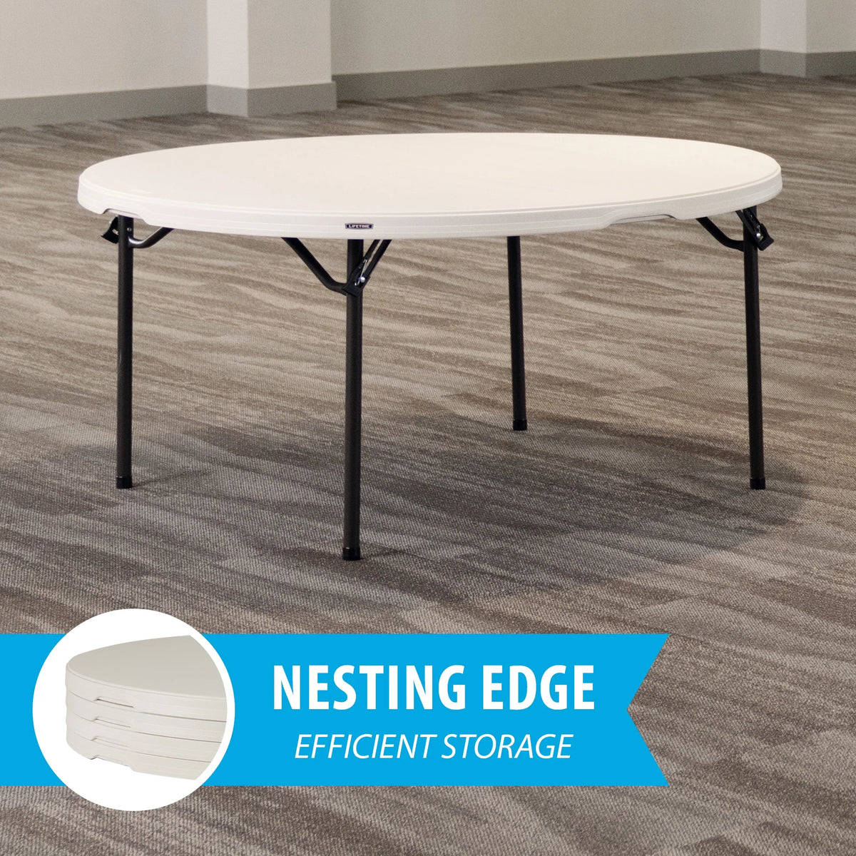 Lifetime 60 in Round Folding Table, Indoor/Outdoor Commercial Grade, Almond (280435)