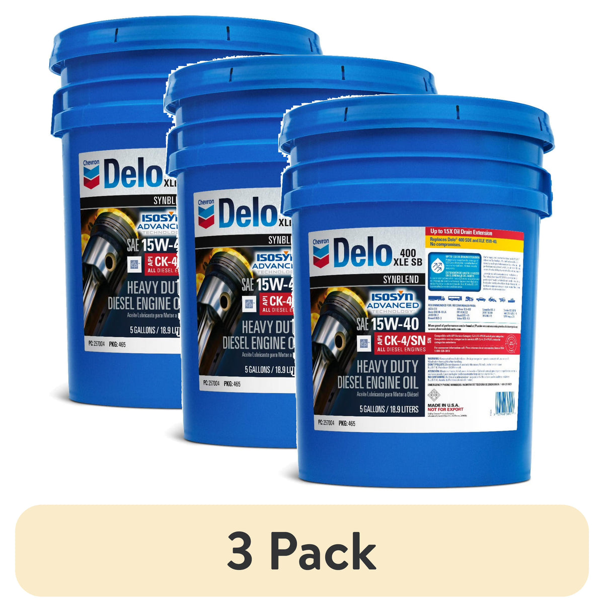 Delo 400 XLE SB Synthetic Blend SAE 15W - 40 Heavy - Duty Diesel Motor Oil 5 Gallon