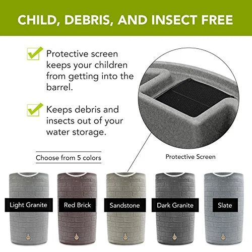 Good Ideas IMP - D50 - DAR Impressions Downton Rain Saver Rain Barrel, 50 Gallon, Dark Granite