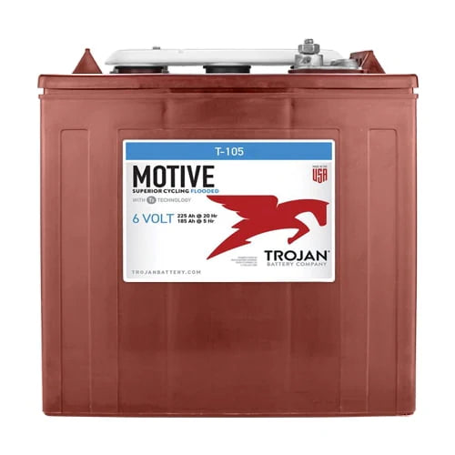 Trojan T - 105 6V Volt Deep Cycle Golf Cart, Solar, Marine, RV and Industrial Use Battery - 2 Pack