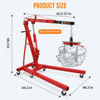 GARVEE 2 Ton Folding Hydraulic Engine Hoist with Lever, Folding Engine Shop Crane Hoist Lift, Heavy Cherry Picker
