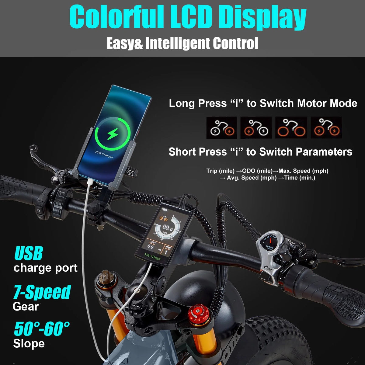 Electric Bike for Adults 26'', 1000W E - Mountain Bike 48V 30/20ah UL2849 Removable Battery, Fat Tire Ebike up to