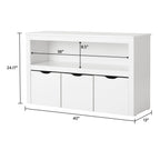 Your Zone Kids Toy Storage Cabinet with Three Rolling Bins, White Finish