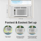 Window Air Conditioner 6000 BTU Cool to 250 Sq Ft Intelligent, LED, Remote Control, Easy to Clean Filter Screen, Can