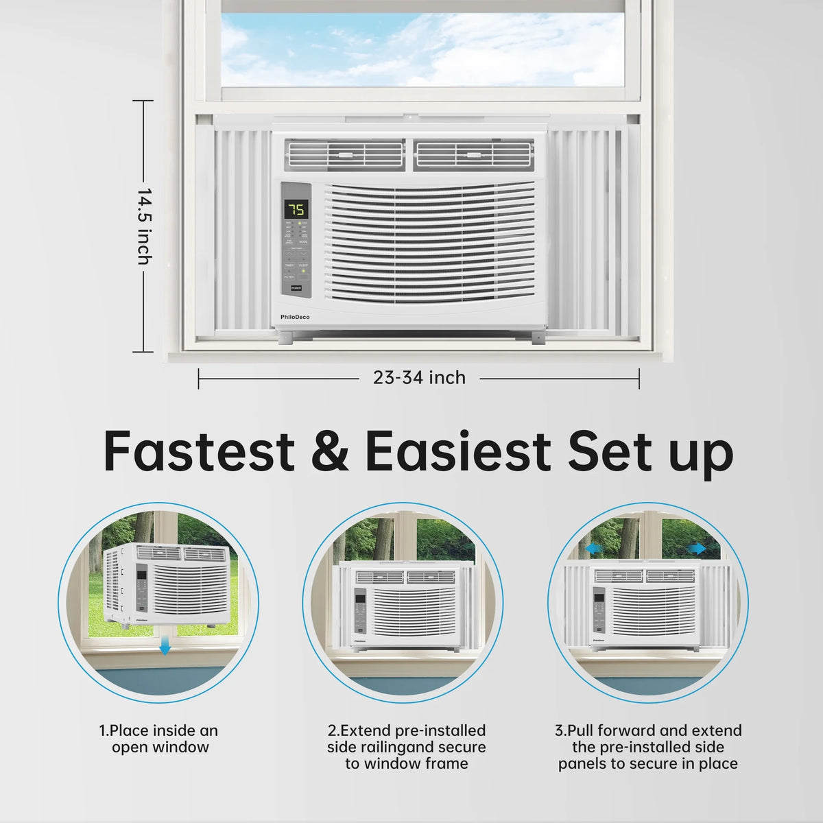 Window Air Conditioner 6000 BTU Cool to 250 Sq Ft Intelligent, LED, Remote Control, Easy to Clean Filter Screen, Can