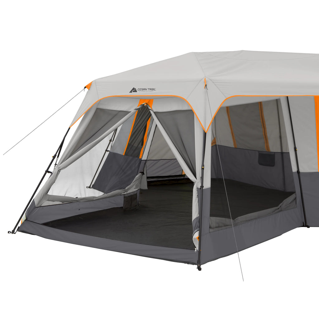 Ozark Trail 20' x 18' 12 - Person 3 - Room Instant Cabin Tent with Screen Room, 56.5 lb