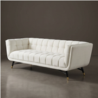 Roomviax Adrianna Upholstered Velvet Sofa Ivory